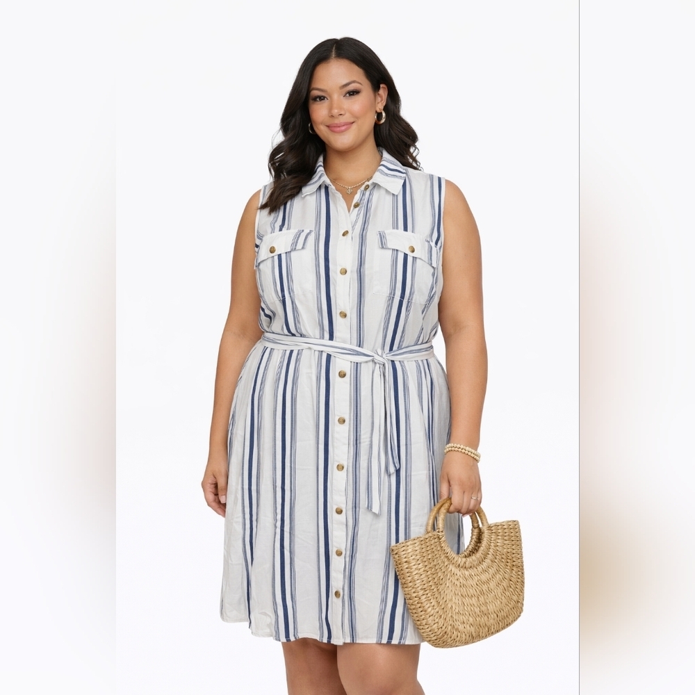 Marianne Women's Striped Sleeveless Dress Or Top Size 2X